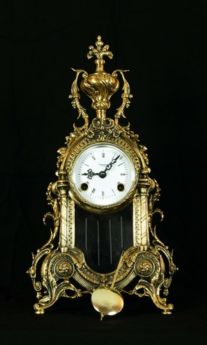 Brass mantle clock antique - brass,