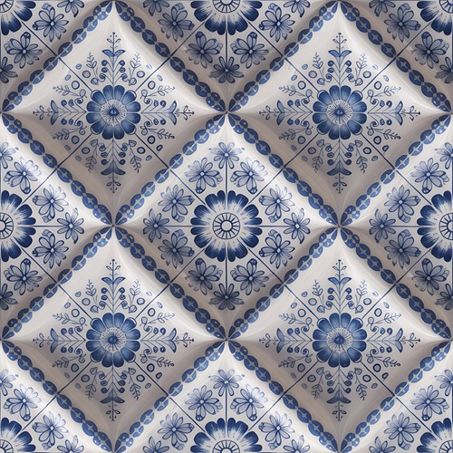 48x blue delft tile stickers - 48x,