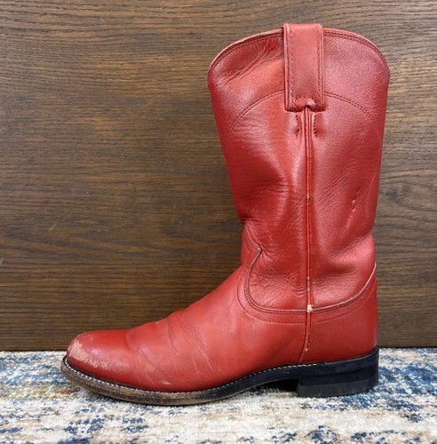 Vtg justin red leather roper - vtg,