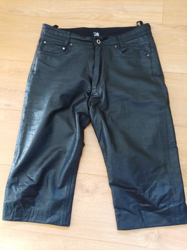 Black leather jeans - black, three