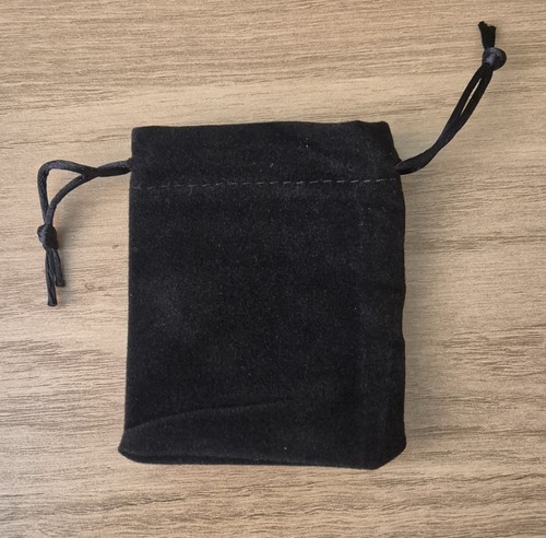 Small black drawstring dice - small,