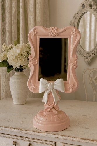 White vanity bow mirror shabby - bow,