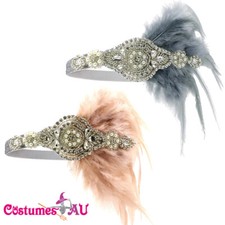 1920s Headband Grey Feather