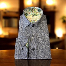 Mens Claudio Lugli Floral Navy Shirt CP8040
