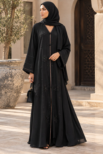 Black abaya women dubai - black,