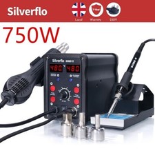Silverflo 750W Soldering Iron Station Hot Air Gun 2 in 1 Rework Station Gun Iron