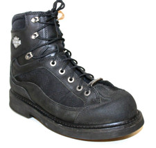 Harley-Davidson Mens Boots Sz 9.5 Black Leather / Textile Side Zip Soft Toe