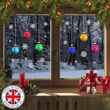 Christmas stained glass Bauble snowflakes Window Stickers Clings Reusable CLING