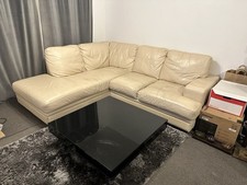 L-shape Cream Leather Sofa