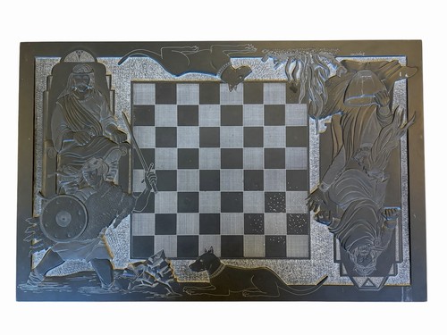 Chess board slate hand carved - board,