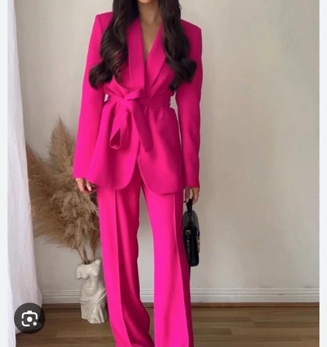 Zara pink trousers belted - pink, &