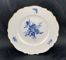 Meissen  blue and white porcelain plate decorated with flowers and a butterfly