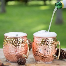 2Pcs Moscow Mule Mugs Set Cups Cocktail Schnapps Wine Beer Cup Bar Party