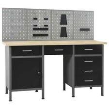 Workbench with Four Wall Panels Work Table Work Tool Bench Workstation vidaXL