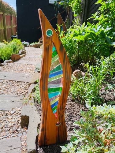 Stained glass garden sculpture - stained,