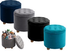 Ottoman Storage Round Velvet