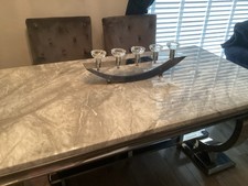 Grey Marble Dining Table 5.2 x 2.6 x 2.11 Feet. Very Heavy mint Condition