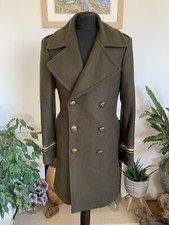 Zara Man Khaki Military Overcoat Jacket Mens Coat Officer - Size Small Oversized