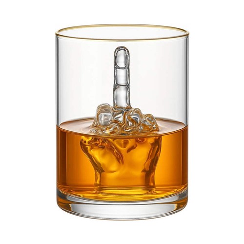 Whiskey glass middle finger - glass,