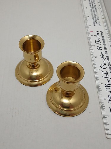 Brass candle holders pair - candle,