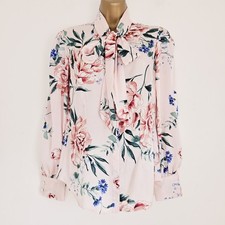 NEW Ex Wallis 8-22 Floral Print Pussybow Satin Button Up Pink Blouse Top Shirt