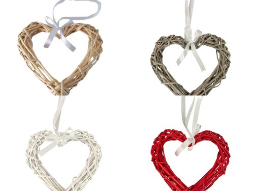 Wicker heart hanging ribbon - wicker,