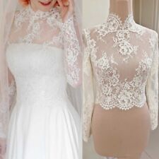 Elegant Long Sleeve Lace Dinner Jackets Bolero Bridal Tull Lace Wraps Shrug Cape