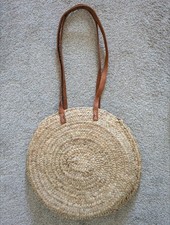 Large Rattan Bohemia Beach Holiday Bag Leather Straps Boho/Folk Summer VGC