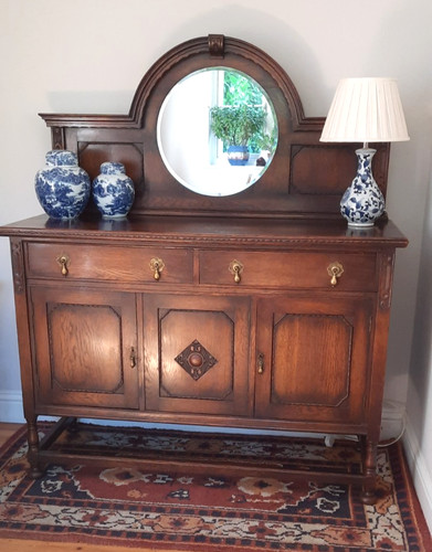 Edwardian solid oak sideboard - edwardian,