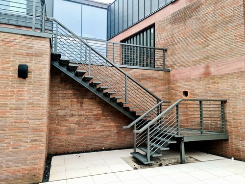 Steel staircase metal fire - staircase,