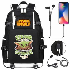 Star Wars Yoda USB Backpack Men Teens Travel Shoulder Bag Student School Bags