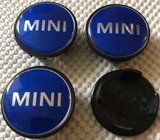 4 Pcs Mini Cooper Alloy Wheel Centre Cap Hub Brand New 54mm Blue Silver Text