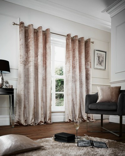 Crushed velvet curtains - velvet, pair