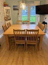 Solid Oak Farmhouse Table & 8
