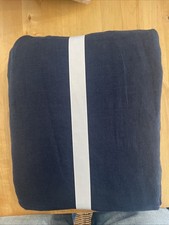 POTTERY BARN BELGIAN FLAX LINEN DUVET COVER Full Queen MIDNIGHT BLUE NOT FRINGE!