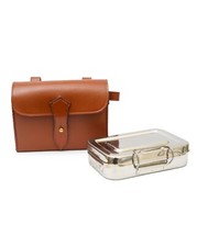 Fox Hunting Sandwich Tin with Genuine Tan Leather Case Hunting Shooting