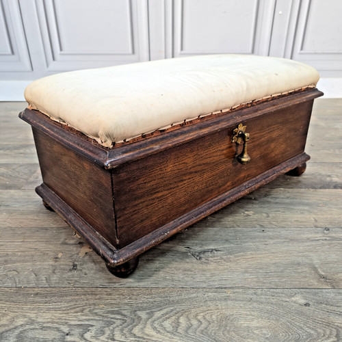 Antique oak storage footstool - storage,