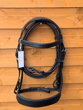 Black Leather Horse Hunter Bridle Comfort Padded 2 Inch Noseband with Free Grip