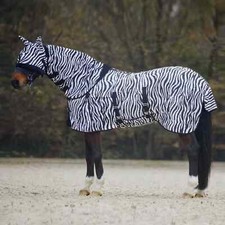Horse Turnout Zebra Fly Rug Combo Full Neck Lightweight Bug Protection Blanket