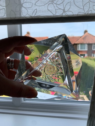 Crystal glass triangular prism - crystal,