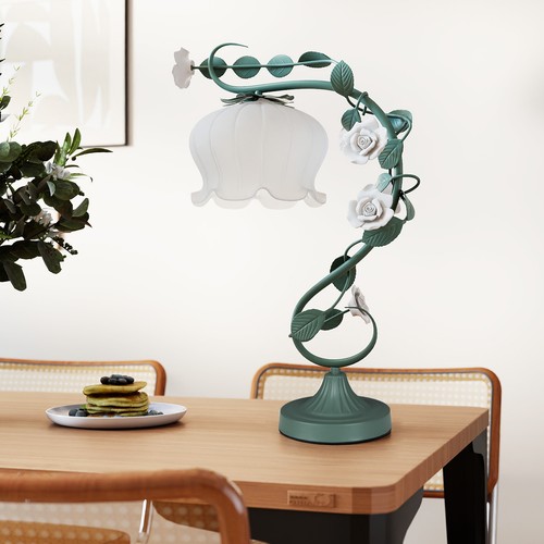 Retro bedside lamp with lily - bedside,