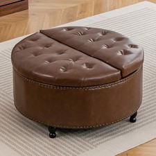 Multi Purpose PU Storage Ottoman Footstool Bench Convertible Side Coffee Table