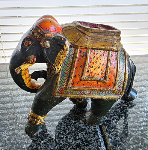 Vintage hand painted wooden - hand,