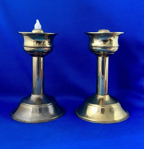 Brass candle sticks pair - brass,