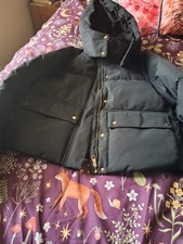 ZARA LADIES SHORT BLACK PUFFER HOODED JACKET SIZE M