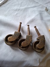 3 Old Vintage Brass Castors