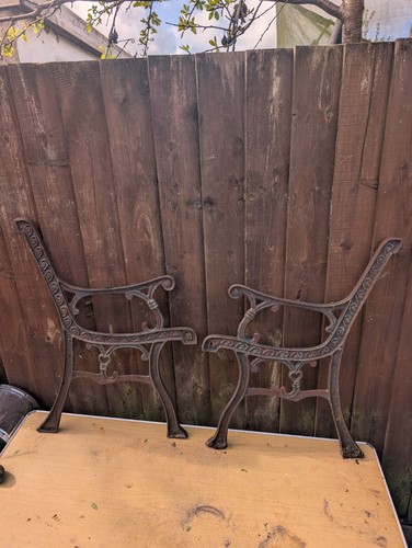 Vintage cast iron bench ends - vintage,