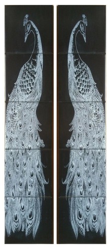 Black silver peacock ceramic - silver,