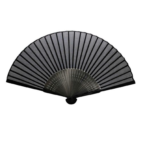 Black silk fan - silk, 8.25"