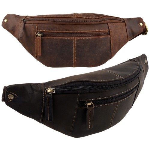 Oil leather waist bum - leather, by
